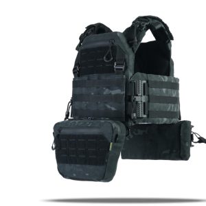 Комплект №4: Плитоноска Kiborg GU gen.2 + 2 підсумки з балістичним захистом 1 класу Black Multicam