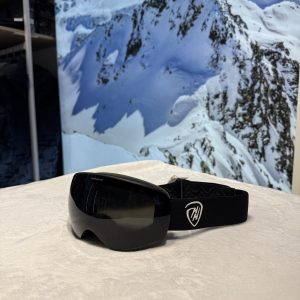 Гірськолижна сферична маска чорна, чорна лінза