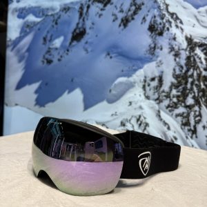 Гірськолижна сферична маска чорна, лінза фіолетовий хром